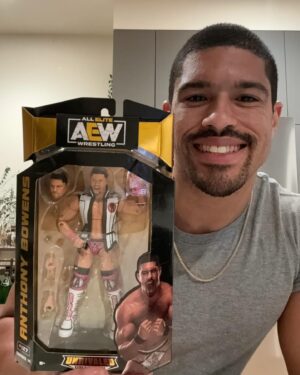 Anthony Bowens Instagram - When I was a kid, I use to pretend this Rocky Maivia @therock action figure (left) was me. It was the only figure that I thought looked like me. Now I don’t have to pretend anymore. 

THANK YOU to every single person who has purchased the brand new Acclaimed 3-pack and pre-ordered my first solo figure. Seeing people unboxing these is a dream come true. 🔫🔫✂️👆#AEW