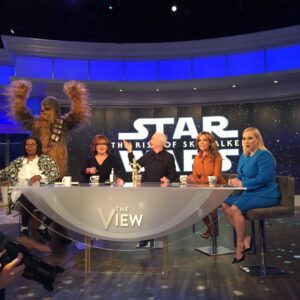 Anthony Daniels Instagram - This was Chewie’s reaction!
@theviewabc @WhoopiGoldberg, @JoyVBehar, @sunny, and @MeghanMcCain! #bb8 #chewbacca @dkbooks @dkbooksus #iamc3po #c3po @starwars