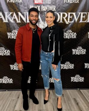 Anthony Hill Instagram - Out here makin new friends, celebrating Wakanda. Thanks @randycbonds PR for the connects. And thank you @terrencej for hosting the screening. 

@BlackPanther #WakandaForever is a BEAUTIFUL film. ✊🏾👑💜