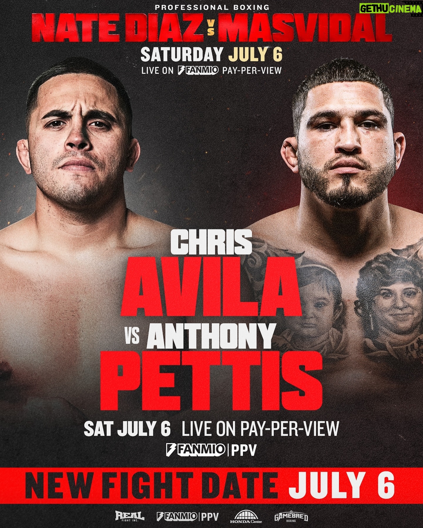 Anthony Pettis - 2K Likes - Not to be missed 🥊
@chrisavila209 and @showtimepettis go toe-to-toe on the #DiazMasvidal undercard on July 6.
Get your #DiazMasvidal tickets now, and don’t miss a second of the action (🎟️ at the link in bio).
#NateDiaz #JorgeMasvidal #Fight #LA #Boxing