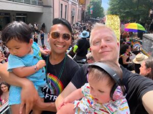 Anthony Rapp Instagram - Happy #Pride from our family to yours! Honored to represent @sagaftra in the NYC Parade today. It was thrilling to experience the joyful presence of thousands and thousands of people cheering us on and dancing their hearts out along the parade route.