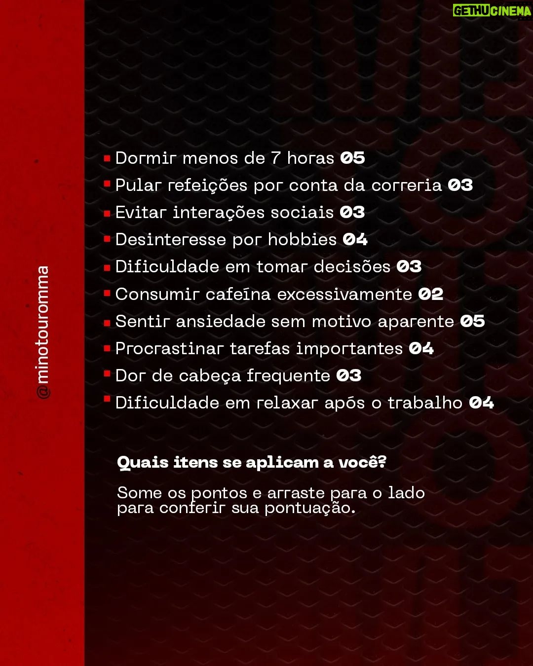 Antônio Rogério Nogueira - 179 Likes - Estresse: aquele convidado que ninguém chamou para a festa da vida, mas que sempre aparece…
Sabe o que realmente ajuda a dar um “chega pra lá” nesse penetra? Deixar velhos hábitos para trás.
Sim, aqueles hábitos que mais sugam energia do que a própria segunda-feira!
É hora de renovar sua rotina diária. Troque o “sempre fiz assim” por “vou tentar algo novo”.
Então, que tal começar hoje? Compartilhe sua pontuação aqui nos comentários!
#RenoveSeusHábitos #AdeusEstresse #VidaLeve
