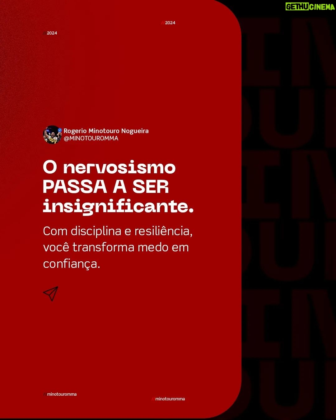 Antônio Rogério Nogueira - 321 Likes - Quando você se dedica, conhece seus objetivos e entende sua jornada, a confiança substitui o medo.
Treine sua mente e seu corpo para superar qualquer desafio.
Compartilhe essa mensagem com alguém que precisa de inspiração hoje!
#mentalidadedecampeão #altaperformance #preparo #superação #minotouro #foconoobjetivo #desenvolvimentopessoal #forçamental