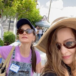 April Billingsley Instagram - I ran into some #FSUFilm school friends who are WGA on the picket line at Paramount on Monday! @zayasnick and #erincancino FSU represent! 
I believe the quote from Erin was was “I thought I’d run out of people I could run into”. I do now really wish we had somewhere to picket in Atlanta because it was really good for my moral to walk back forth with a sign and feel like I was doing something. We’ve had rallies that were great here in Atlanta, but being on the actual picket line, it was a bit of a different vibe and it was really nice. At Paramount the “special picket” for the day was a “Character Actor’s March” so my character actor name I put on my name tag was “girl who dies” and my friend @annunziataactor Nunzi’s was “crack addict” 🤣 Because pickets only happen on weekday mornings I was only able to go to one and I’m really glad I did. @fsufilm #sagaftrastrong #wgastrike