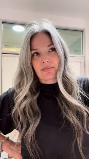 April Schutte Instagram - Quick trim and style! My hair has been needing some extra love so I did a new moisturizing shampoo and conditioner and a light trim!!
.
.
.
#greyhaircare #greyhaircolor #naturalgrey #hairwaves #hairtutorials #hairmodels #TeamLAM #LAModelsDirect #LAModels