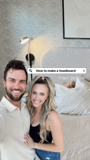 Aqueela Zoll Instagram - Modern headboard DIY! This was a really intimidating project for a long time. It took us forever to actually dive into it, but we are so glad we did!!! What a timeless addition to our bedroom. LOVE!!!! 😍

#diycouple #oldintonew #furnituremakeover #befroommakeover #diymakeover #headboard #headboarddesign #fyp #boucle #diymom #momsofig