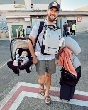 Aqueela Zoll Instagram - Gone for a month, home for 4 days, and then off again. I couldn’t be more impressed by our angel girl for being such a travel pro already! I also couldn’t be more impressed with hubby and his titan-level of dad skills. 

Paci Clip by @ryanandrose 
Car seat by @nuna_usa 
Bandana Bibs by @parachutehome