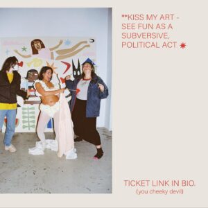 Aretha Brown Instagram - ok (me Blak cupid) is setting everyone up lmfaooo 🏳️‍🌈🌈🫵🏽🏹❤️

**KISS MY ART - is doing a speed-dating fundraiser!! 

Get off hinge and stop checking co-star - I’ll sort you out.

All funds go to the deadly @giingana_freedom_school ! 

Also (the painting pictured is for sale tehe).