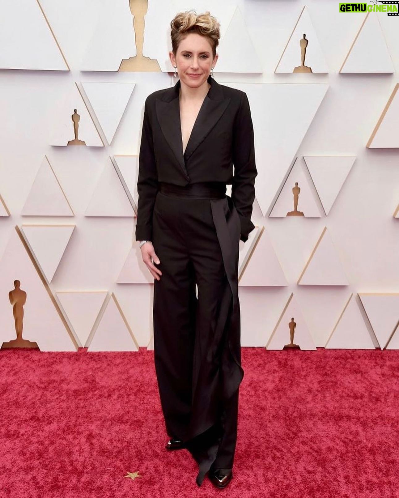 Ari Wegner - 2.9K Likes - What an incredible night!! 🥰 From someone whose natural habitat is behind the camera, thank you so, so much to the dream team who had me feeling so comfortable and glamorous last night! Y’all nailed it!!! The beautiful stylist @benjaminholtrop, custom tux by the incredible @asanchezfashion, vintage cut crystal from @cannonballandtilly, platinum tipped cowboy boots by @marcellvonberlin, make up by the wonderful @leah_rial, and of course hair by the one and only @paolapeach . Cannot thank you enough!! ❤️🔥