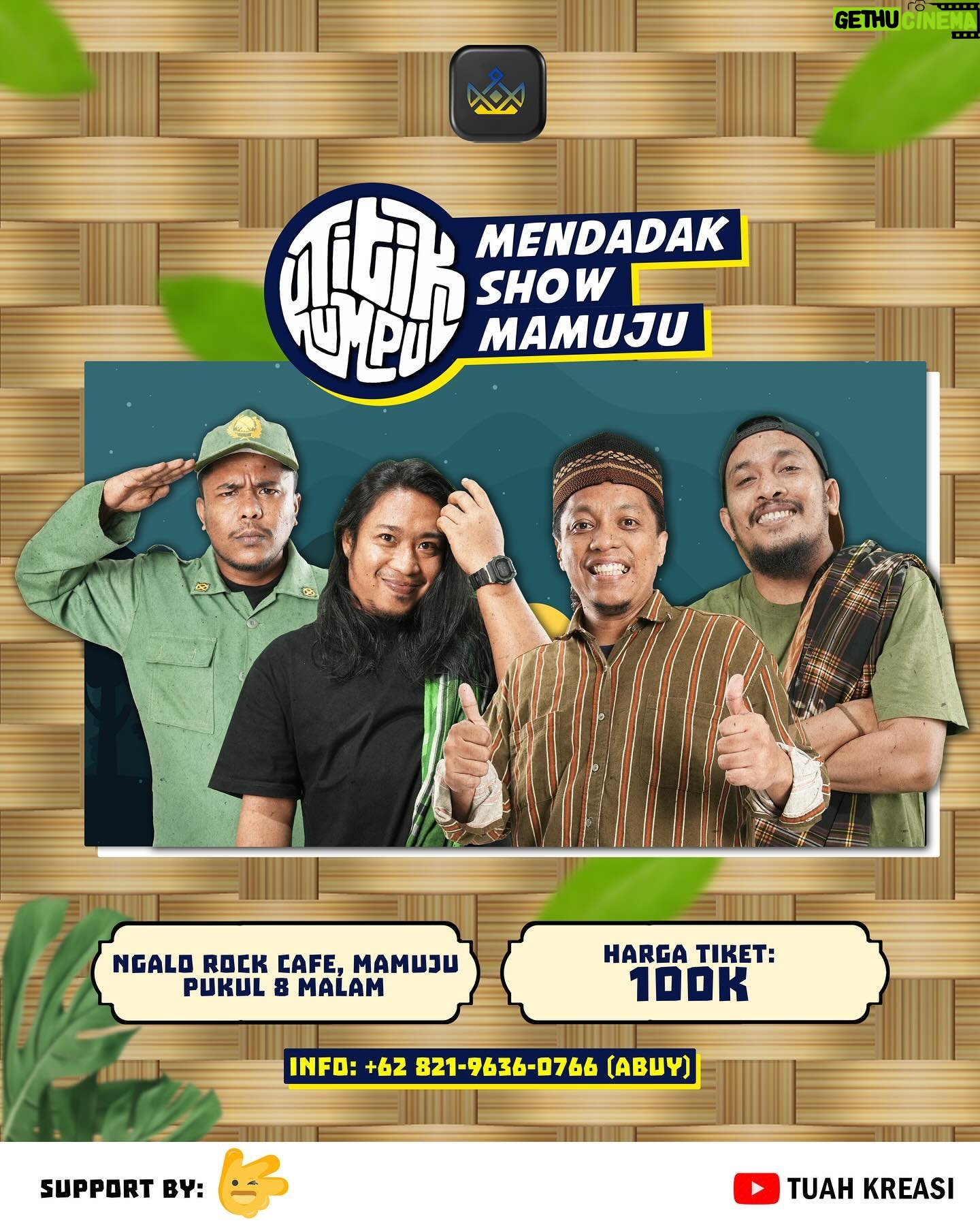 Arie Kriting - 34.8K Likes - MENDADAK SHOW DI MAMUJU, MALAM INI! Tiket terbatas, dapatkan di venue atau hubungi kontak yang tertera di poster! Let’s Go Kaks!!!
.
#TuahKreasi
#TitikKumpul
#MendadakShowMamuju