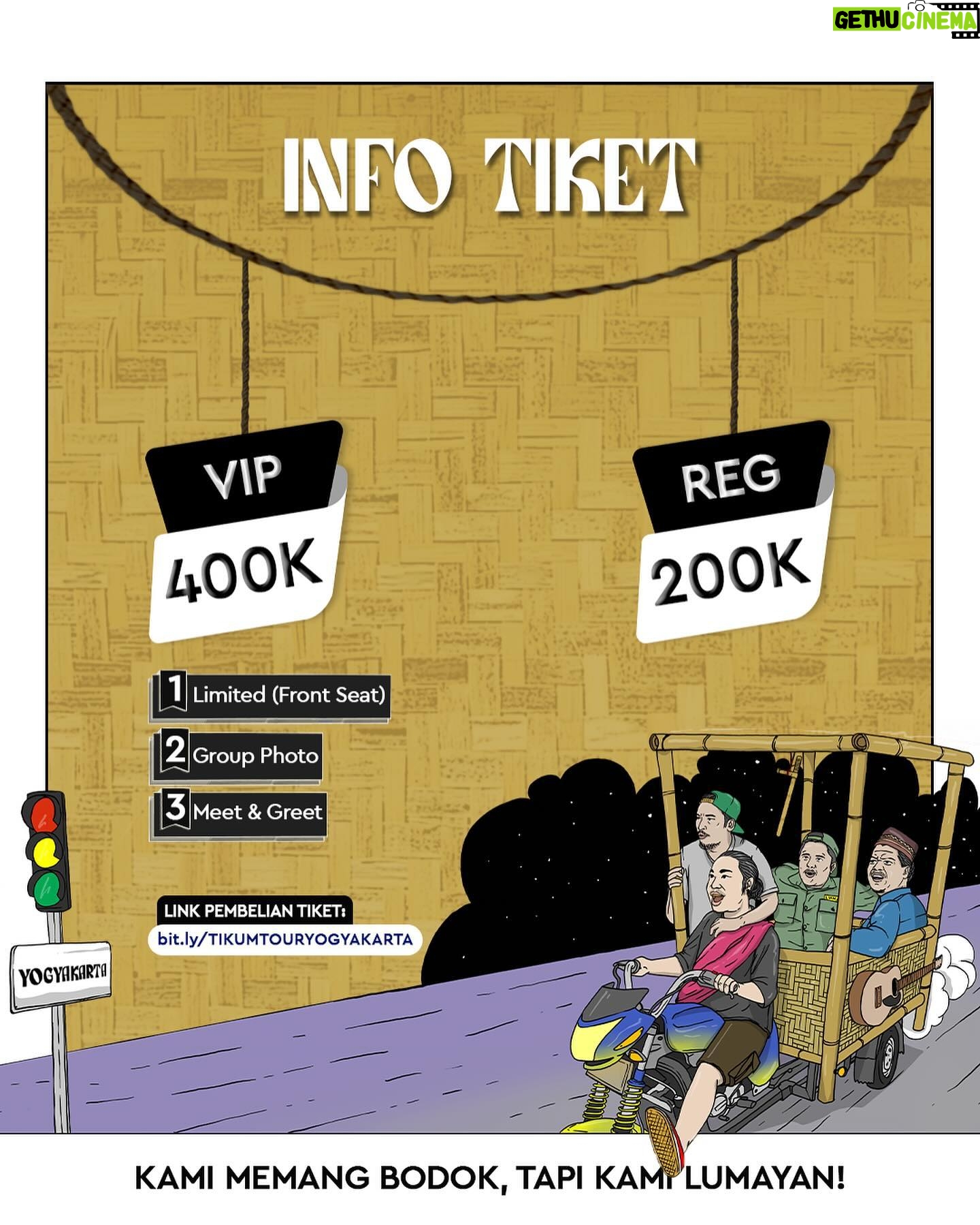 Arie Kriting - 34.3K Likes - Tiket Titik Kumpul Tour Yogyakarta sudah bisa dibeli di link bit.ly/TIKUMTOURYOGYAKARTA yaaa warga tikum! Yuk war tiket, persediaan terbatas (terutama VIP), harga cek di poster slide ke-2 yaa! ❤️❤️ sampai ketemu di Jogja!!
.
#TikumTourYogyakarta
#TikumTour
#TitikKumpul