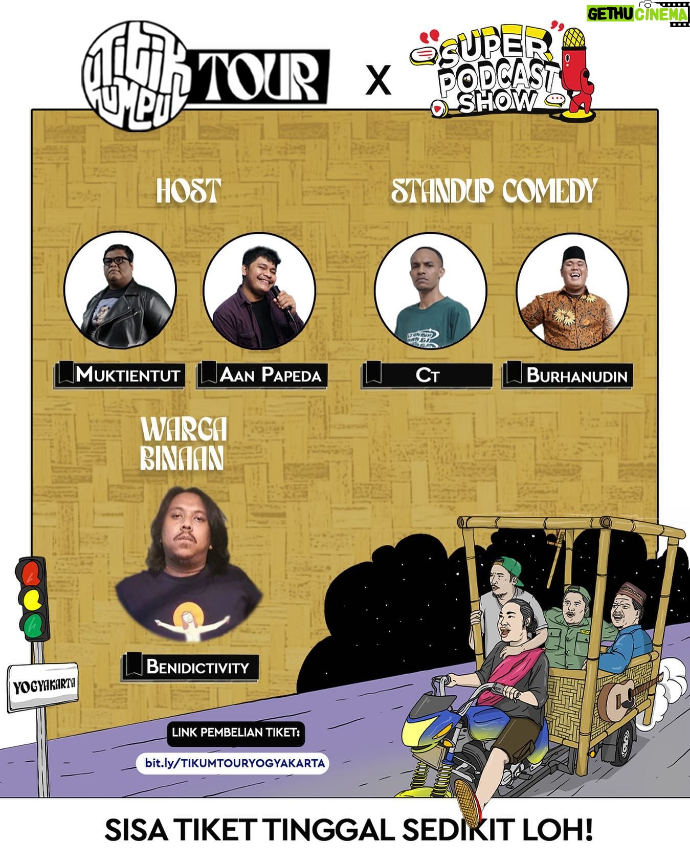 Arie Kriting - 12K Likes - Selain warga tikum yang hadir, ada host dan performance standup comedy yang kocak betul, tidak lupa juga kita kehadiran Warga Binaan Tikum yang berbentuk AI
.
Sudah beli tiket? Sampai jumpa! @superpodcastshow.id
.
#TourTitikKumpulYogyakarta
#TitikKumpul