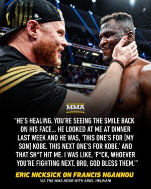Ariel Helwani Instagram - Coach Eric Nicksick gives an update on Francis Ngannou #TheMMAHour