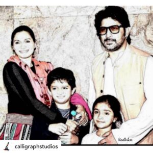 Arshad Warsi Instagram - Thank you 🙏🏼 

Posted @withregram • @calligraphstudios “A family is one of nature's masterpieces.
The basic connection between family will always be love and this family is one classic example

On this wonderful note i pen down a pencil sketch for this lovely family
@arshad_warsi @mariagorettiz