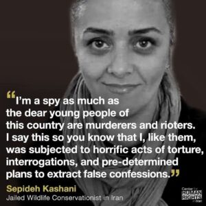 Artemis Pebdani Instagram - RP• @centerforhumanrights Wildlife conservationist Sepideh Kashani has been unjustly imprisoned in Iran since 2018, with eight of her colleagues.

In a letter published by BBC Persian, she described horrific torture, and expressed solidarity with women protesters.

#Iran #IranProtests #IranProtests2023 #HumanRights #UN #FreeSpeech #Revolution #OpIran #Khamenei#MahsaAmini #IranRevolution #WomensRights #Iranian #Tehran #Mahsa_Amini #WomenLifeFreedom #IranProtests2023 #StopExecutionsinIran  #stopexecutioninIran
‎#زن_زندگی_آزادی
‎#زندان_اوین
‎#مهسا_امینی