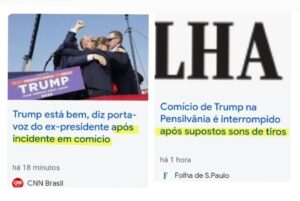 Arthur Morisson Instagram - Trump levou um tiro e, com isso, as eleições.

Assim como ocorreu aqui com Bolsonaro, se repetirá lá. O resultado já saiu hoje.

E os jornalistas que tanto falam em discurso de ódio e violência se esqueceram de dar a notícia correta e repudiar a clara tentativa de homicídio contra o ex-presidente no comício de hoje.

Não, jornalistas, Trump não caiu do palco.

Não, não foi um estalo.

Não foram supostos barulhos de tiro.

Foram tiros. Disparados com uma arma.

Não é ketchup na orelha. É sangue.

Façam o trabalho de vocês corretamente, ou nós teremos que fazer por vocês.