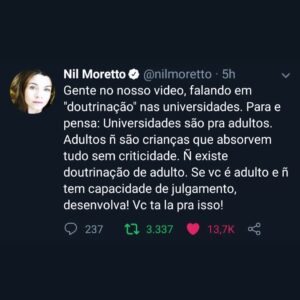 Arthur Morisson Instagram - Lindíssima, falou tudo! É isso mermo! Adultos não podem ser doutrinados! É por isso que nazistas eram todos crianças! ❤