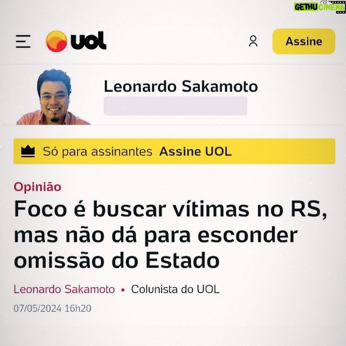 Arthur Morisson - 9.5K Likes - Para vocês entenderem o tamanho da gravidade da omissão do Estado: nem o Sakamoto, colunista da UOL que sempre apoiou Lula, consegue esconder a insatisfação.
à essa a situação que nos encontramos. InacreditÔvel!