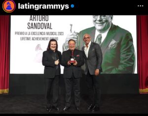 Arturo Sandoval Instagram - I got the award from Luis Cobos and Harvey Mason.