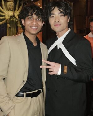 Aryan Simhadri Instagram - Congrats @momonatamada and to everyone on the cast and crew for making such an incredible show! I grew up on ATLA and Percy Jackson, so I’m glad I was able to make it to the premiere for @avatarnetflix. Go watch it on February 22nd!

(i have no idea why we look so terrified in the last photo)