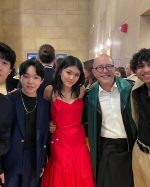 Aryan Simhadri Instagram - Congrats @momonatamada and to everyone on the cast and crew for making such an incredible show! I grew up on ATLA and Percy Jackson, so I’m glad I was able to make it to the premiere for @avatarnetflix. Go watch it on February 22nd!

(i have no idea why we look so terrified in the last photo)