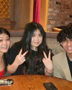 Aryan Simhadri Instagram - Congrats @momonatamada and to everyone on the cast and crew for making such an incredible show! I grew up on ATLA and Percy Jackson, so I’m glad I was able to make it to the premiere for @avatarnetflix. Go watch it on February 22nd!

(i have no idea why we look so terrified in the last photo)