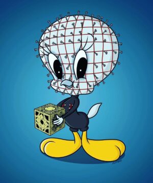 Ashley Laurence Instagram - Awwww! Tweety Bird Cenobite 🐤⛓ 

Via\ @kickpunch.se 💫

. 

. 

. 

#horrormovies #horrorclub #horrorfilm #horrorfilms #horrormovie #horrormovies #horrorgeek #horrornerd #horrorjunkie #horrorfan #horrorfans #horrorlife #horrorgram #instahorror #horrorfamily #horrorobsessed #ilovehorror #horrorfam #horrorlover #horror #hellraiser