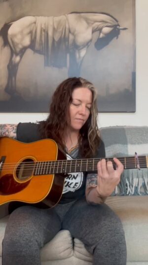 Ashley McBryde Instagram - I figure everyone probably sits around a picks guitar in their pajamas. Here’s proof that I do. 
PAJAMA-JAMS!!