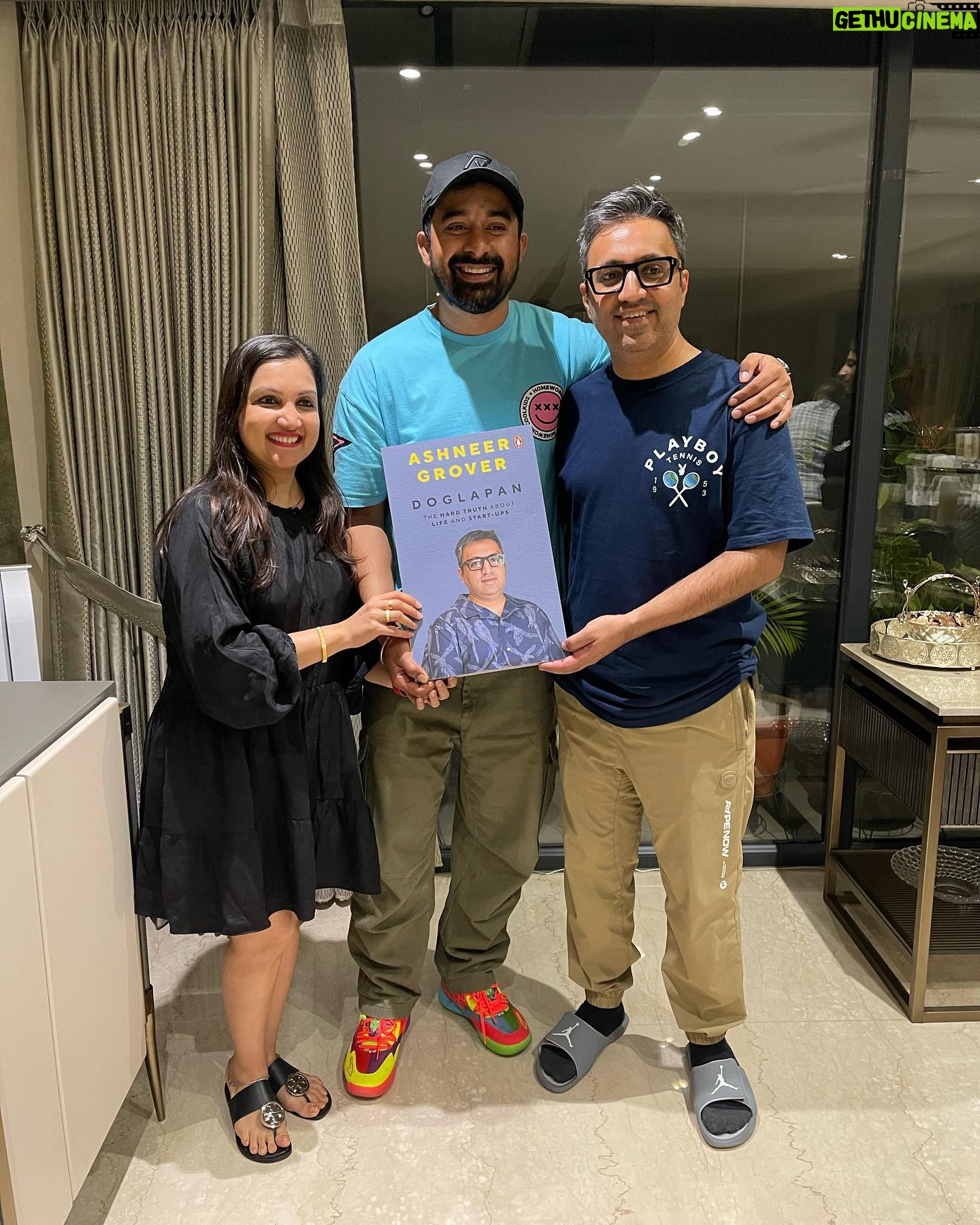 Ashneer Grover - 197.7K Likes - Fun Saturday with @rannvijaysingha and @harmansingha over at our place ! All the best brothers for all your endeavours - keep rocking !!