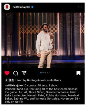 Asif Ali Instagram - Yelling comedy at nice people on Netflix November 28th! Very excited for y’all to see it! 🎉🎉🎉