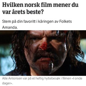 Atle Antonsen Instagram - Nrk har bestemt at du skal stemme på «I Onde Dager» til folkets Amanda. Vi pleier å gjøre som NRK sier, derfor er det link i bio.