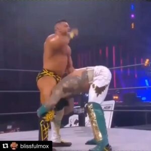 Austin Matelson Instagram - Thanks @briancage for helping me find my tail... I didn’t realize it was a bone at the bottom of my spine #doubleornothing #aew #casinoladdermatch #jurassicexpress