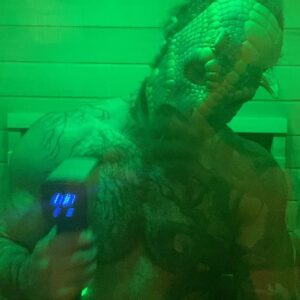 Austin Matelson Instagram - What’s a dinosaurs morning routine look like around the holidays? Lots of BODY MAINTENANCE!!! Thanks to @clearlightsaunas100 and @apexrxrecovery for helping keep my muscles and joints feeling youthful after all these years  #dinolife #clearlightsauna #apexrxrecovery #luchasaurus #happyholidays #aew