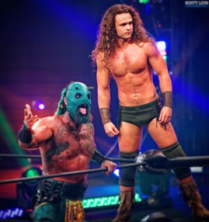 Austin Matelson Instagram - Wondering what I ate to turn my tongue human color🤔🤔 #aewdynamite #jurassicexpress #inthecut 

📸 @scottlesh724