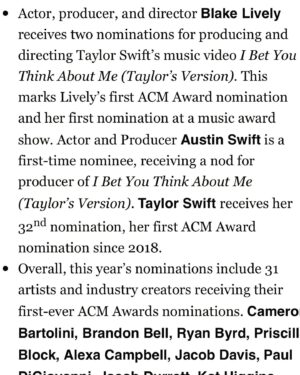 Austin Swift Instagram - I was so lucky to get to work with Blake, Taylor, and the entire amazing team behind the video for “I Bet You Think About Me” and now I am so proud and thankful that we’ve been nominated for the ACM award for video of the year! (I am also thankful for the cake nom I had after wrap)