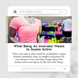 Ayana Ife Instagram - 📖 Read our newest journal entry where we discuss how Ayana Active is redefining modest activewear with innovation and purpose 

📌 Read the full article at www.ayanaactive.com or click the activewear link in our story. 

https://ayanaactive.com/blogs/news/what-being-an-innovator-means-to-ayana-active

•
•
•
•
•
#fashionblogger #slowfashionblogger #modestfashionblogger #ayanaactive #ayanaactiveblog #ayanaife #designerayana #projectrunway #modestfashion #modestfitness #modesty #modestandmodern #fashioninnovation #modeststyle #modest #modestfashionista #blackowned #slowfashion #modestishottest #modestapparel #modestlyhot #modestyisgorgeous #modestclothing #modestfashion #entrepreneurship #ecofriendly #modestsport  #danvillepa #bloomsburg #danvilledrive