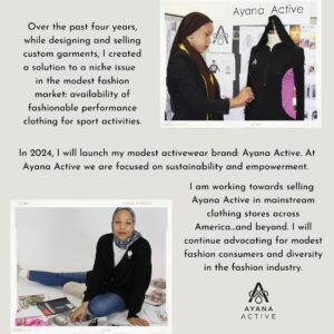 Ayana Ife Instagram - Let me reintroduce myself 👋🏼

•
•
•
•
•
#ayanaactive #ayanaife #designerayana #projectrunway #sustainable #fashiondesigner #fashiondesign#modestfashion #modestfashionblogger #modesty #repreve #modestandmodern #modesta #modeststyle #modest #modestfashionista #blackowned #modestishottest #modestapparel #modestlyhot #modestactivewear #modestclothing #modestfashion #entrepreneurship #ecofriendly #modestsport  #danvillepa #speakerseries #bloomsburg #danvilledrive