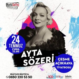 Ayta Sözeri Instagram - Ayta SÖZERİ Çeşme' de hayranlarıyla buluşuyor..! 
✅24 Temmuz Cuma 21:00
✅Çeşme Açık Hava Tiyatrosu 
✅Biletler Biletix' te 
📞 0850 220 53 50 
#izmir #çeşme #alaçatı #izmiretkinlik #çeşmekonser #istanbul #antalya