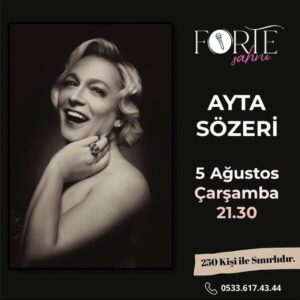 Ayta Sözeri Instagram - 5 Ağustos Çarşamba..!! Forte Bodrum..!! 

@aytasozeri ile @fortebodrum ' da söyleyecek şarkılarımız var ! 

Bilgilendirme ve Rezervasyon; 
0533 617 43 44 

#fortebodrum #fortesahne #bodrumdagece #bodrumdayasam #bodrumhayat #bodrumdabugün #bodrumdayaz #bodrum2020 #bodrumkonserleri