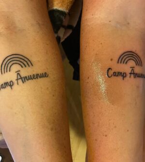 B.K. Cannon Instagram - What better way to celebrate my 25th year at @campanuenue than with my very first tattoo! I’m proud to have this tribute etched on my skin because the love that is Camp Ānuenue will forever be etched in my heart. As a Director, my dedication to this program and our ohana is fueled by the years of acceptance, guidance and encouragement I received as a camper. 🌈♥️
•
Thank you to Chanse for making this happen for us, I’m so glad to share this experience with the wifeys @24fussy @__uluwehi @xcelsior_56 (honorable mention @caraspapayas)