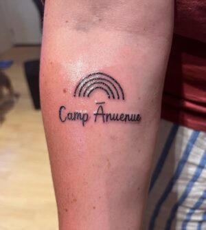 B.K. Cannon Instagram - What better way to celebrate my 25th year at @campanuenue than with my very first tattoo! I’m proud to have this tribute etched on my skin because the love that is Camp Ānuenue will forever be etched in my heart. As a Director, my dedication to this program and our ohana is fueled by the years of acceptance, guidance and encouragement I received as a camper. 🌈♥️
•
Thank you to Chanse for making this happen for us, I’m so glad to share this experience with the wifeys @24fussy @__uluwehi @xcelsior_56 (honorable mention @caraspapayas)