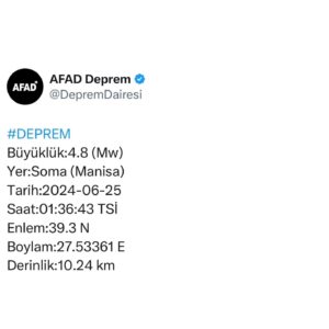 Bahadır Yenişehirlioğlu Instagram - Merkez üssü Manisa’mızın Soma ilçesi olan ve çevre illerden de hissedilen depremden etkilenen tüm vatandaşlarımıza geçmiş olsun dileklerimi iletiyorum.

Konuya ilişkin Sayın Valimiz ile görüştüm; şu anda olumsuz bir durum olmadığını ve süreci hassasiyetle takip ettiklerini ifade etti.

Allah ülkemizi ve milletimizi her türlü afetten muhafaza eylesin.

#Manisa #Soma #Deprem