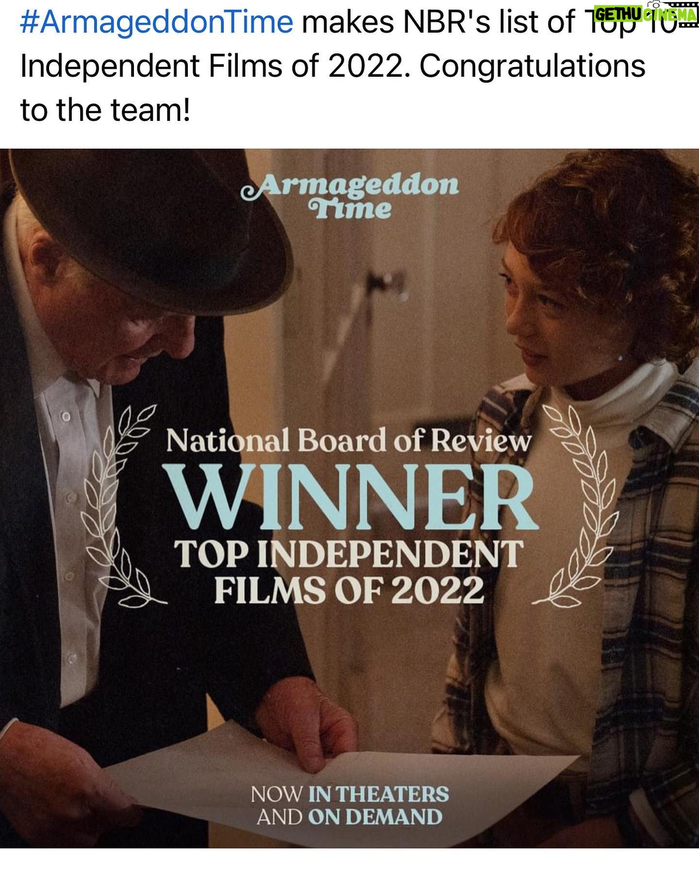 Banks Repeta - 9.3K Likes - Thank you NBR! #armageddontime #focusfeatures #anthonyhopkins #annehathaway #jeremystrong #tovahfeldshuh #banksrepeta #jaylinwebb #jamesgray #stwtalent #a3artistsagency #nbr #awards
