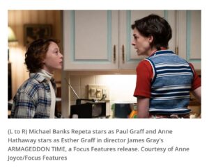 Banks Repeta Instagram - Me and Annie on the set of Armageddon Time.  #armageddontime #focusfeatures #annehathaway #banksrepeta #film #jamesgray #a3artistsagency #stwtalent #gotothemovies