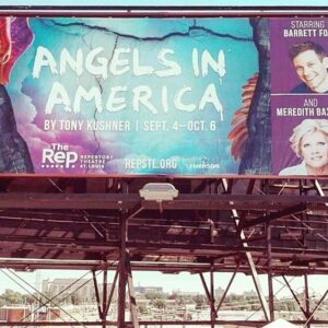 Barrett Foa Instagram - If you’d have told me 25 years ago that one day I’d be on billboards all over St. Louis, Missouri alongside my favorite TV mom of all time, I’d say... “Yeah. That sounds about right!” 😜 #meredithbaxter #FamilyTies 
#ElyseKeaton #AngelsInAmerica  #ncisla #ericbeale #billboard #billboards2019 #stl #meredithbaxterbirney #tonykushner #theatre #theater