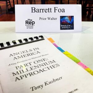 Barrett Foa Instagram - When I was a 20 years old, a 40 year old mentor of mine put a copy of ANGELS IN AMERICA Parts 1 & 2 in my hands and said, “One day you’ll be in this.” I knew I was reading a work of genius. A masterpiece of the American Theatre.  These plays won the Pulitzer Prize and every Tony Award under the sun.  But be IN them?  Never.  I was a musical theatre chorus boy working in summer stock.  I would never be in a play this important.  I would never be old enough. Smart enough.  A good enough actor.  Never be brave enough to face its themes much less portray them truthfully.  I would never be fierce enough, fabulous enough, flamboyant enough, weird enough. Awesome enough. 
21 years later, I have been cast in ANGELS IN AMERICA Parts 1 & 2 at The Repertory Theatre of St. Louis, one of the best regional theatres in the country.  I am playing Prior Walter, a gay New Yorker living with AIDS in 1985 - one of the scariest times to be alive in recent history. And here I am: old enough, smart enough, GOOD ENOUGH.  Living in my power and tapping into everything in me that is unapologetically and openly gay, grounded, fierce, funny, flamboyant, and fabulous, sure, but also, intelligent, tough, wonderful, nasty, strong, gross... and brave. 
The Great Work Begins .
.
.
Thank you, @peve419 for putting these great works in this chorus boy’s (jazz) hands. 👋🏼📖👋🏼 #AngelsInAmerica #priorwalter #thegreatworkbegins #milleniumapproaches #perestroika #repstl #repertorytheatreofstlouis