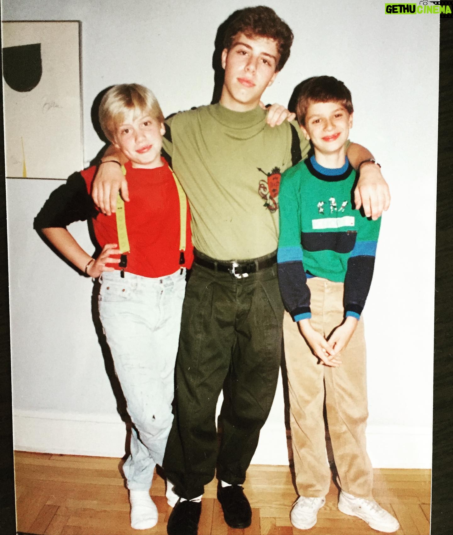 Barrett Foa - 4.5K Likes - The hand on the hip. The cock of the head. The pop of the hip. The cross of the leg. I knew. We all knew. Happy Pride, everybody.
.
Also of note: My ruby red rugby (alright, it ain’t a rugby but allow me the alliteration), the neon yellow suspenders (look closely for the smiley faces 😀), the high waisted ice washed mom jeans. My big bro (now considerably smaller than me) is in the middle being butch while sportin’ some pegged Girbaud pants. See how mine are pegged just like his? He taught me that. (Note: this is the last time I would ever look to @foajustin for fashion advice 😜). Cousin Mike’s on the right being his sweet goofy self. 🤪
.
.
.
.
.
#pride #happypride #pridemonth #pride🌈 #gay #gaypride #gayboy #lgbtq #girbaud