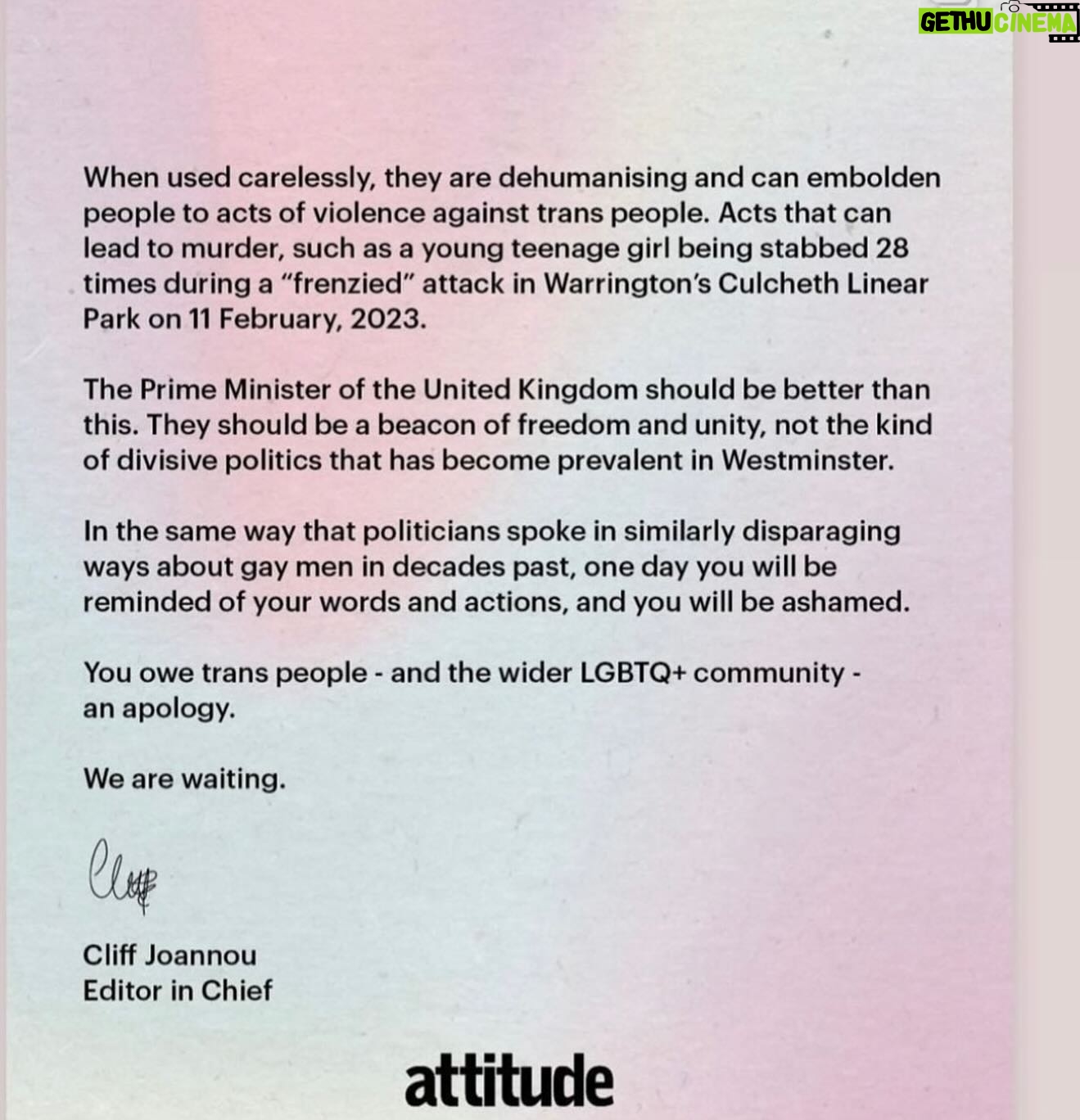 Beatie Edney - 193 Likes - Please read - 1) from Stonewall 2 & 3) from the Editor of Attitude magazine. I’m going to write to my MP. Please do similar. Thanks to @eleanortomlinson and @russelltdavies63 for posting.