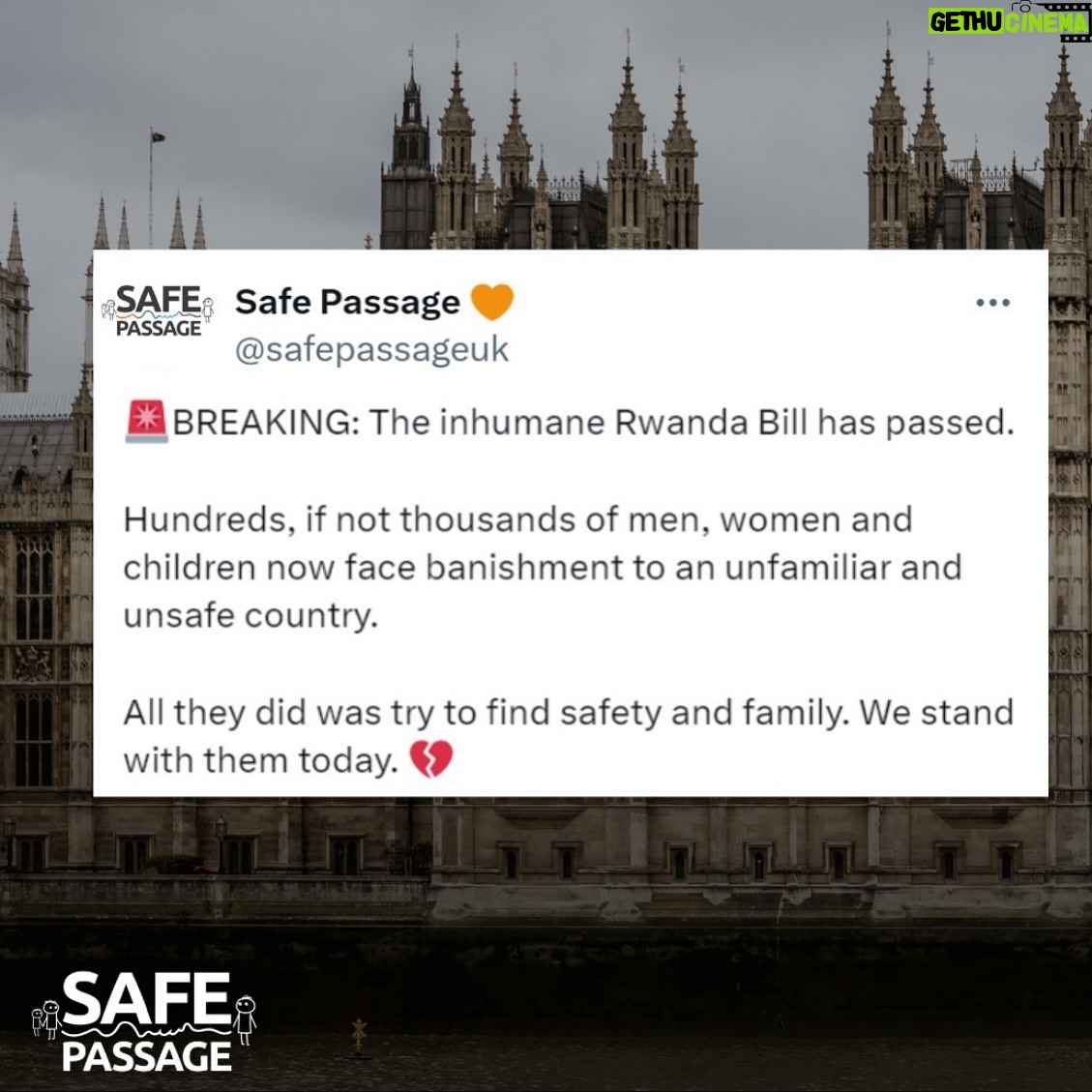 Beatie Edney - 119 Likes - This is so so awful. The Rwanda bill has passed. It was judged unlawful and the Tory government wouldn’t let it go. Of course they’ve spent billions. Rwanda isn’t considered a safe country and anyway we shouldn’t be doing this. I am ashamed. We all should be ashamed.