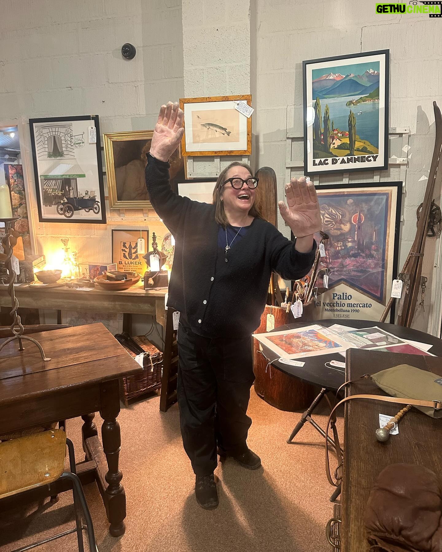 Beatie Edney - 188 Likes - #photodump My visit to Stow-on-the-Wold and what Button did while I was away. I’m in an antique shop with big hands, while Button was blissed out at @nicki_lt
